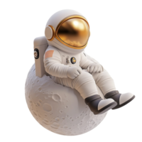 Cute 3D Cartoon Astronaut Sitting on Moon png