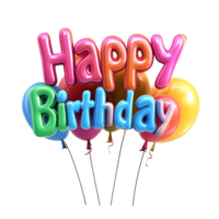Happy Birthday icon in 3D rendering against a transparent background png