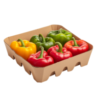 Amazing Sweet Peppers in a Cardboard Tray Isolated on transparent background png