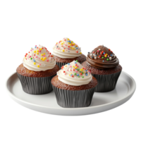 muffin tins with cupcakes on a plate on a transparent background png