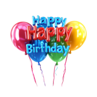 Happy Birthday icon in 3D rendering against a transparent background png