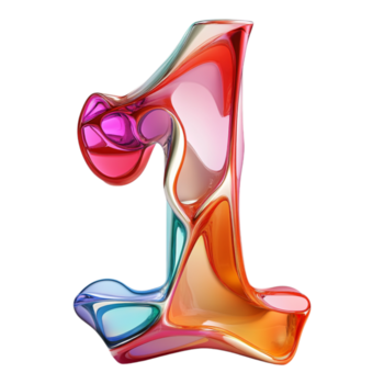 png numero '1' nel astratto stile isolato contro un' trasparente sfondo per moderno design progetti, creativo marchio, o unico tipografia applicazioni