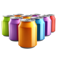 Different Color Slim Soda Can Set on transparent background png