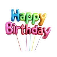 Happy Birthday icon in 3D rendering against a transparent background png