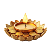 Happy Dhanteras celebration with gold coins on a transparent background png