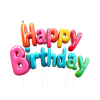 Happy Birthday icon in 3D rendering against a transparent background png