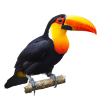 image of a toucan perched on a branch against a transparent background png