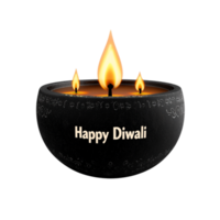 Happy Diwali text style in clean, simple vector design with black 3D rendering for festive greetings png