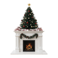 3D rendering of Christmas tree and fireplace png