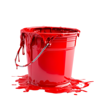 paint bucket overflowing with red paint on a transparent background png