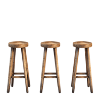Four Wooden Stools Lined Up on transparent background png