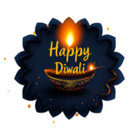 Happy Diwali text style in clean, simple vector design with black 3D rendering for festive greetings png