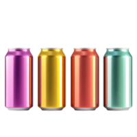 Different Color Slim Soda Can Set on transparent background png
