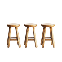 Four Wooden Stools Lined Up on transparent background png