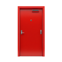 red exit door on a transparent background png