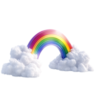 3D style rainbow with clouds on a transparent background png