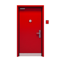 red exit door on a transparent background png