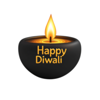 Happy Diwali text style in clean, simple vector design with black 3D rendering for festive greetings png