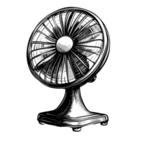 Hand drawn cartoon illustration of a table fan on a transparent background png