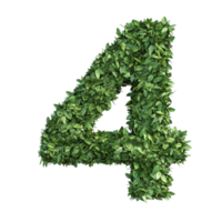 image of a unique number 4 made of leaves and trees on a transparent background png