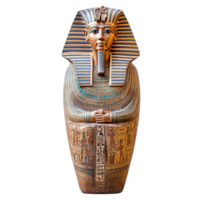 An ancient Egyptian pharaoh's sarcophagus against a transparent background png