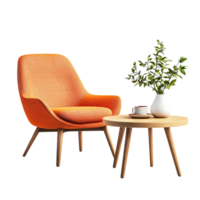 Cozy Chair and Coffee Table on transparent background png