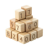 wooden cubes with the year number on a transparent background png