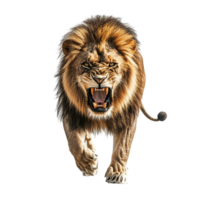 Angry Lion Walking Front View on transparent background png