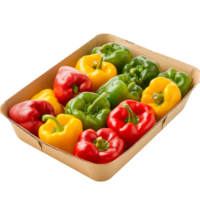 Amazing Sweet Peppers in a Cardboard Tray Isolated on transparent background png