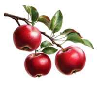 Apples on Branch on transparent background png