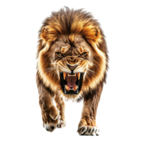 Angry Lion Walking Front View on transparent background png
