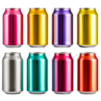 Different Color Slim Soda Can Set on transparent background png