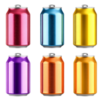 Different Color Slim Soda Can Set on transparent background png