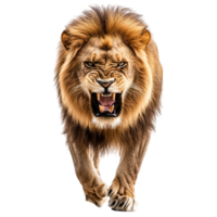 Angry Lion Walking Front View on transparent background png