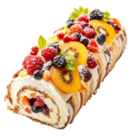 Fruity Swiss Roll Cake on transparent background png