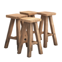 Four Wooden Stools Lined Up on transparent background png