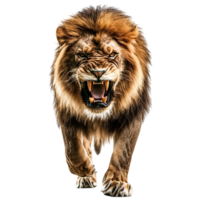Angry Lion Walking Front View on transparent background png