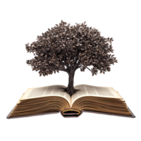 open book with a tree on a transparent background png