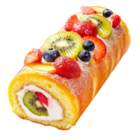 Fruity Swiss Roll Cake on transparent background png