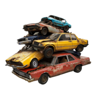 Isolated Car Junk Pile on transparent background png