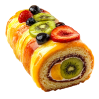 Fruity Swiss Roll Cake on transparent background png