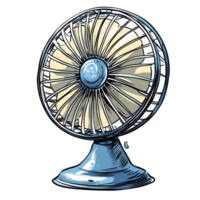 Hand drawn cartoon illustration of a table fan on a transparent background png
