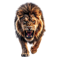 Angry Lion Walking Front View on transparent background png