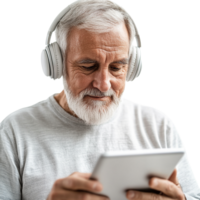 studio portrait of a handsome senior man using a smartphone png