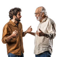 A son arguing with an elderly parent png