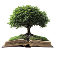 open book with a tree on a transparent background png