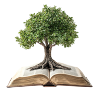 open book with a tree on a transparent background png