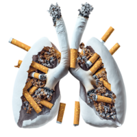 A picture of lungs with cigarettes inside png