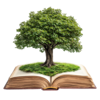 open book with a tree on a transparent background png