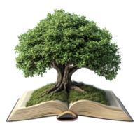 open book with a tree on a transparent background png